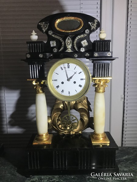 Biedermeier table clock, signed dial