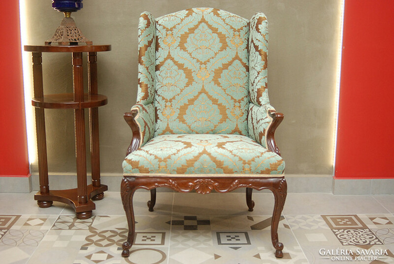 Baroque-style winged armchair, armchair with armrests