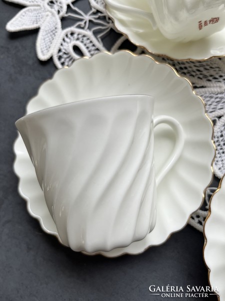 Airy Russian Lomonosov snow-white bone china cup set