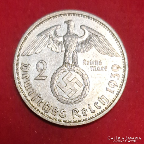 Horogkeresztes ezüst birodalmi 2 Márka 1939. A. (1501)