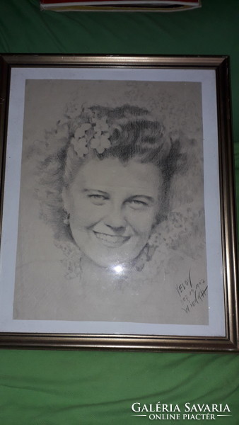 Beautiful pin up portrait - velox ward (1901-1994) - in the smile frame under glass 39 x 31 cm according to pictures
