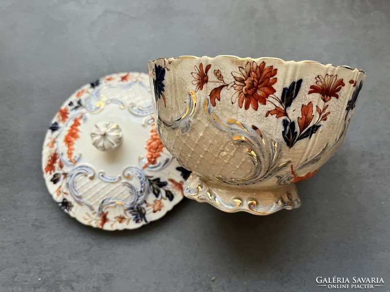 Antique Copeland Bertha earthenware sugar bowl with a wonderful pattern