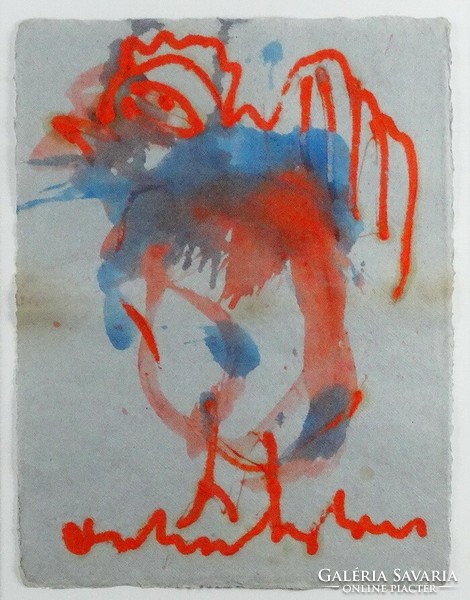 Anton Heyboer - Csirke 39 x 30 cm olaj, merített papír