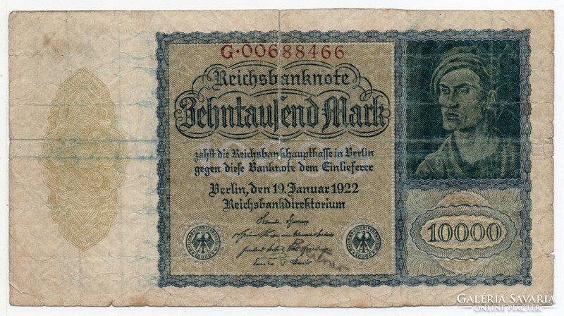 Germany 10,000 German inflation marks, 1922, tear