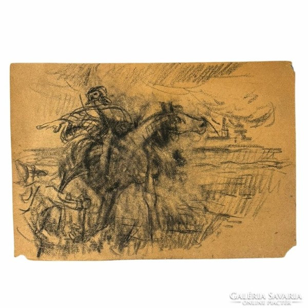 Unknown painter, conquest sketch - árpád vezér - charcoal, cardboard
