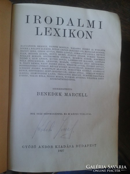 Benedek marcel ed.: Literary lexicon 1927 published by Andor the winner, Budapest