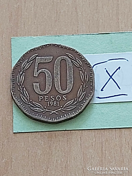 Chile 50 pesos 1981 aluminum bronze, bernardo o'higgins, x