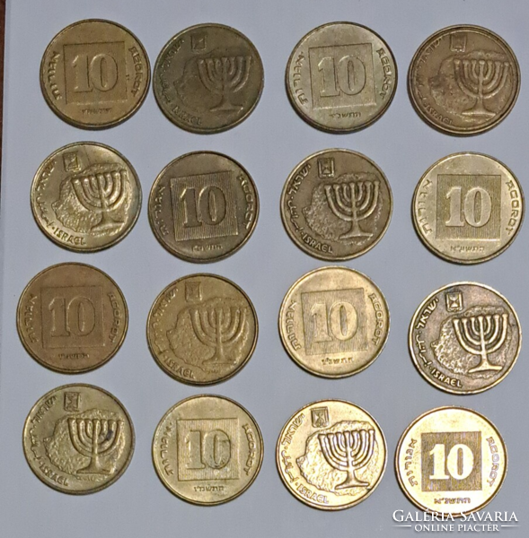 16 darab Izrael 10 Agorot (T-23)