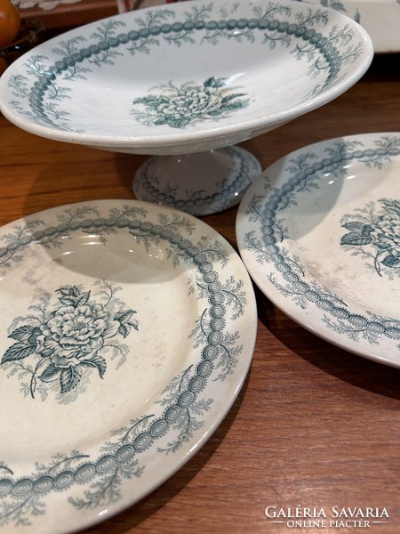 English faience cookie set, with 2 plates