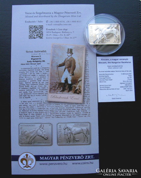 2024 - Kincsem, the Hungarian racing horse – HUF 15,000 - silver commemorative medal - pp - in capsule, with mnb description