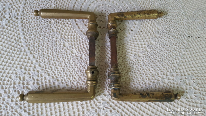 2 Pair of old brass door handles