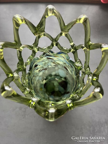 Fújt, szakított gyönyörű muránói millefiorinagy méretű üveg váza