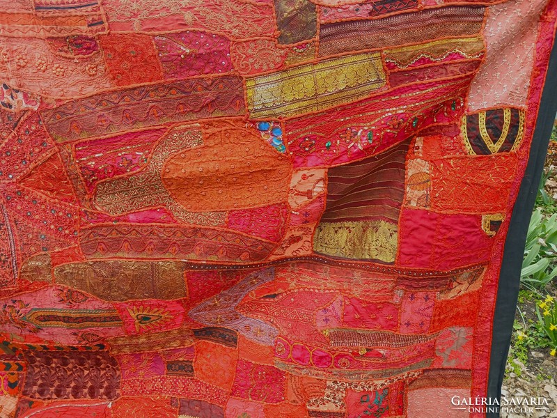 Nagy Indiai kézi késztésű patchwork takaró kárpit