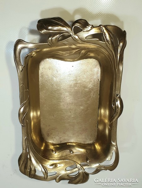 Art Nouveau copper four-legged serving tray