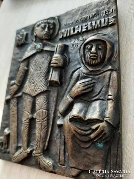 William of Aquitaine French bronze commemorative relief plaque 9 cm x 11 cm