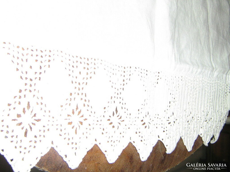 Beautiful hand crocheted vintage style stained glass curtain with lace bottom