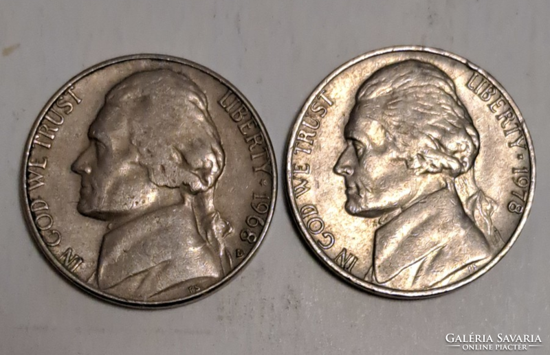 2 Pieces 1968. 1978 USA 5 cents (t-43)