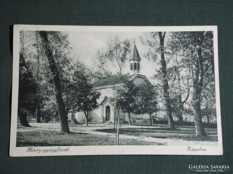 Postcard, detail of the view of the Hévíz chapel, 1929