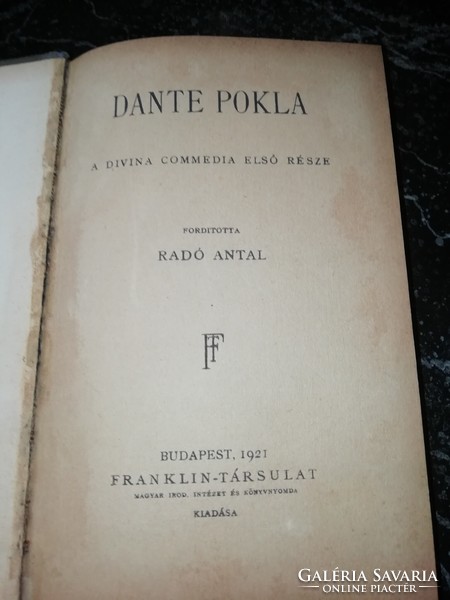 Radó Antal Dante Pokla 1921 a képeken látható állapotban van