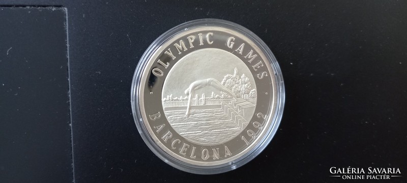 Olympic Games 1992 Barcelona commemorative medal series swimming numbered color silver