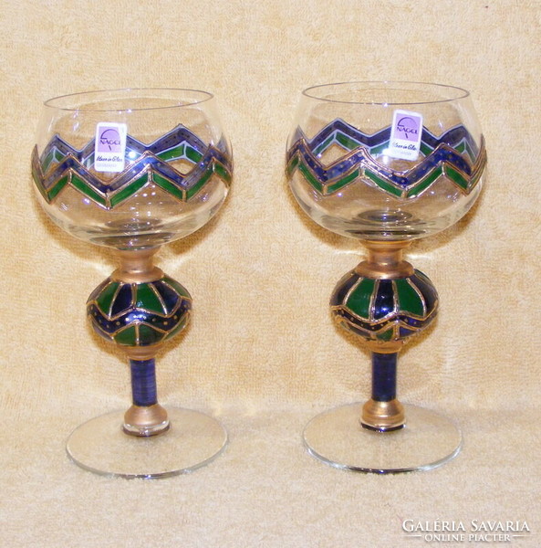 2 stained glass glasses