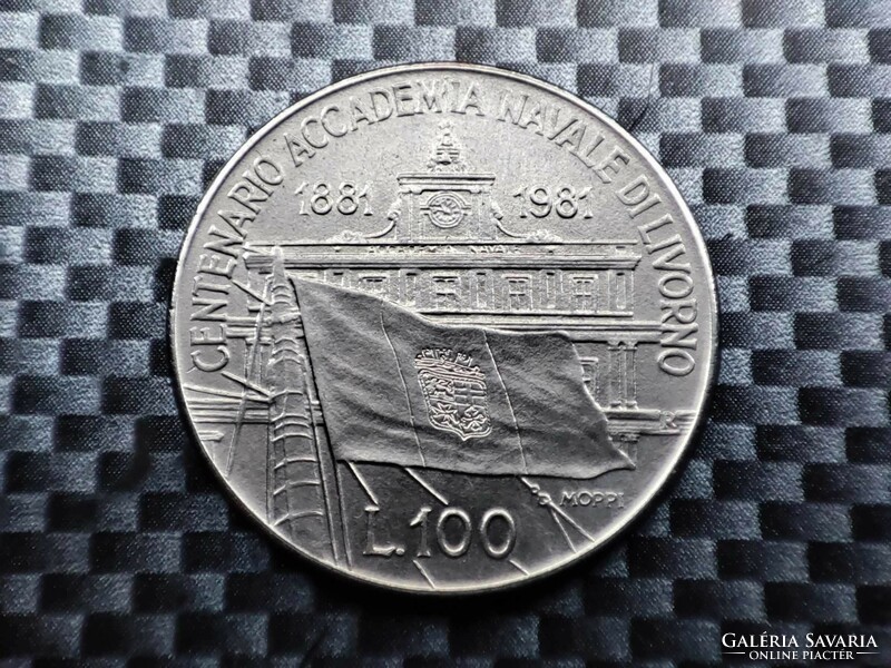 Italy 100 lira, 1981 100 years of the Maritime Academy of Livorno