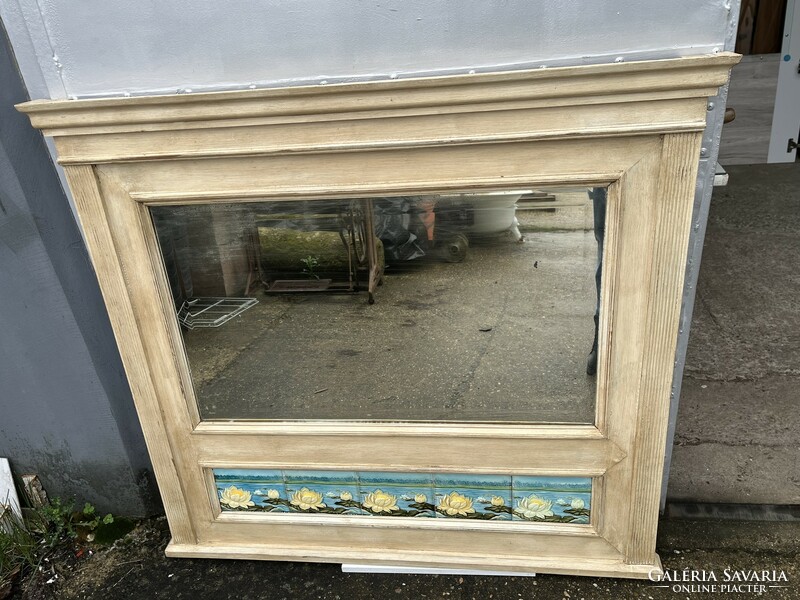 Renovated, painted, antique waxed ceramic mirror