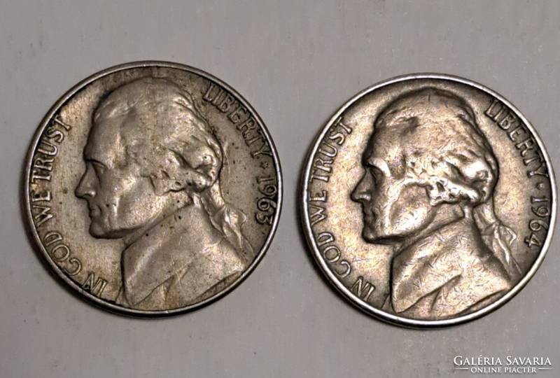 2 darab 1963. 1964.  USA 5 Cent (T-42)