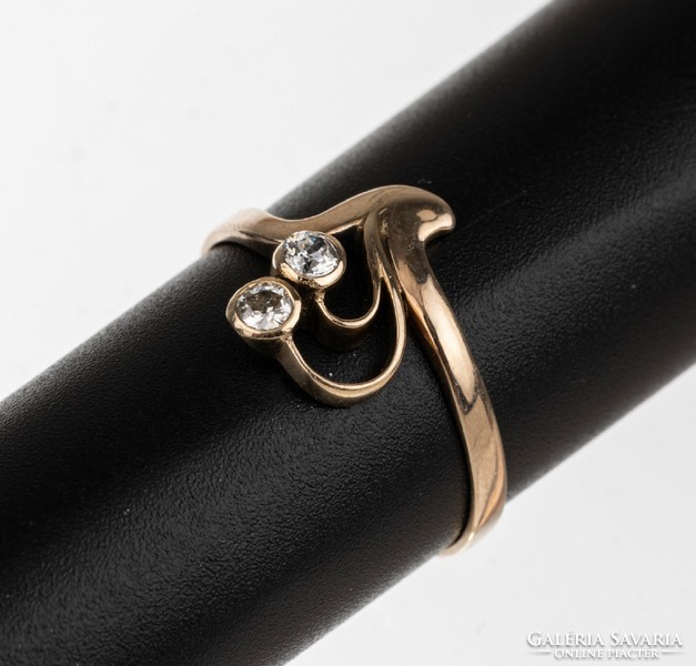 Szecessziós briliáns drágaköves arany gyűrű