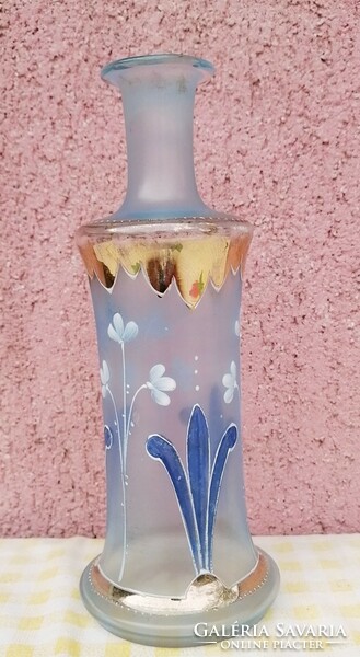 Art Nouveau broken glass medicinal water bottle gilded and decorated with floral motifs