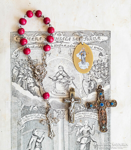 Prayer object package - crosses, pendants, mini reader - Christian, Catholic objects
