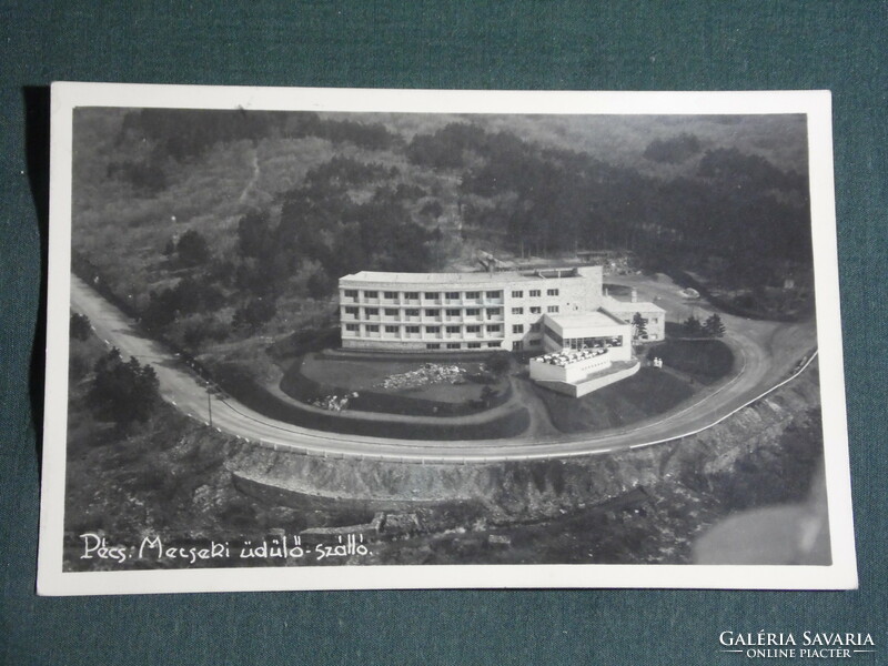 Képeslap,Postcard, Pécs, Zsabokorszky mérnök, Pécs Mecsek üdülő szálló madártávlat 1938