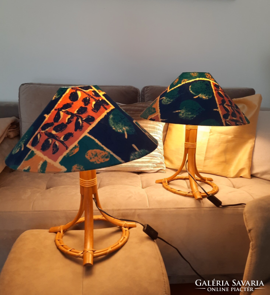 Table lamps, with bamboo body, second half/end of xx.Szd