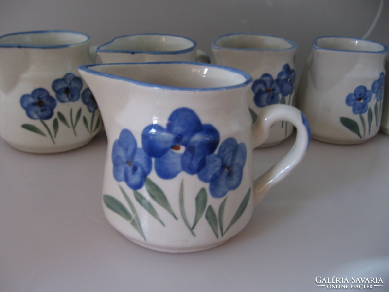 Retro stoneware blue floral milk and cream spout