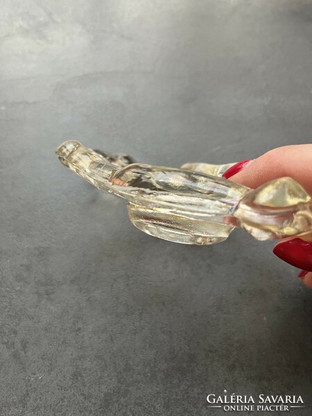Régi öntött üveg kéz formájú ékszertartó, aprópénz tartó