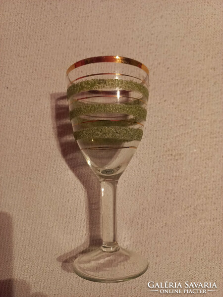 Champagne glasses with green stripes, 6 pcs