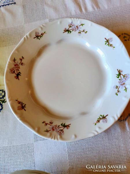 12-piece Zsolnay porcelain purple peach flower pattern plate