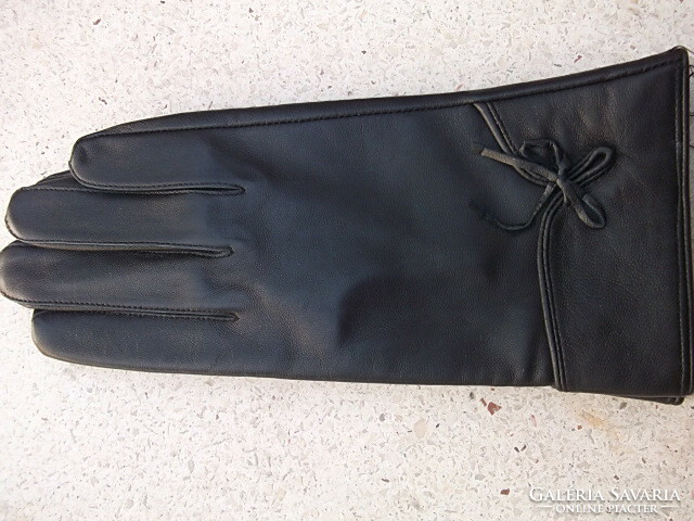 Special price-coffee brown bow-decorated women's leather gloves-8