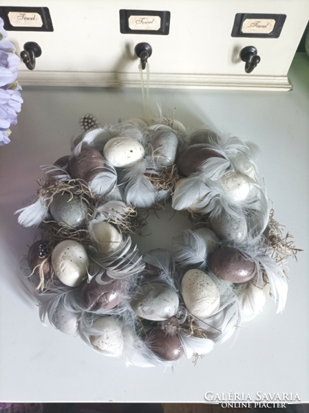 31 cm special feather, egg (dyed styrofoam) decorative Easter wreath