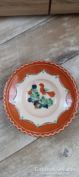 Népi cserép fali tányér nagyon szép Karcagi madaras