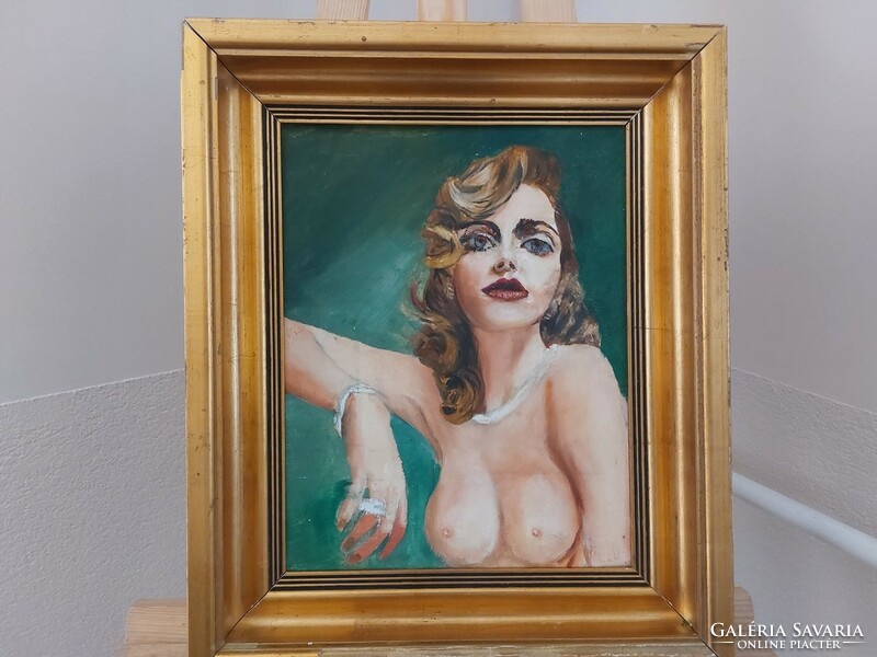 (K) nude painting with frame 38x47 cm