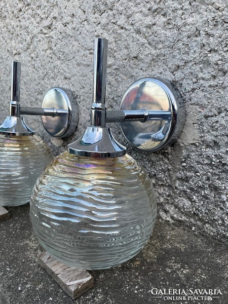 Felújított króm falilámpa lámpa pár - vintage retro mid century bauhaus