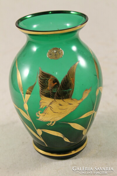 Marked gilded glass vase 382
