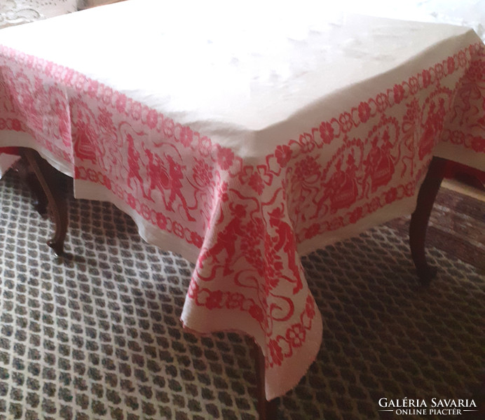 Linen damask woven tablecloth, tablecloth. 150X126 cm