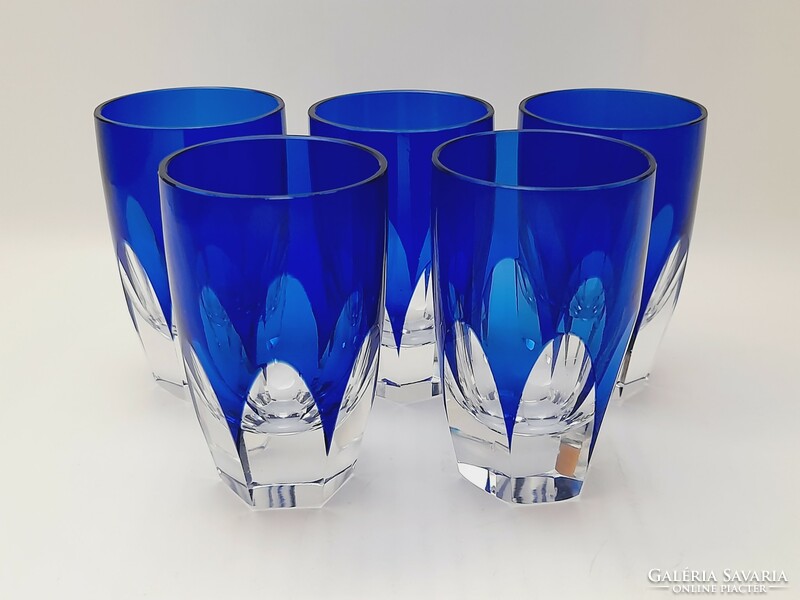 Old blue lip glass liqueur glass set