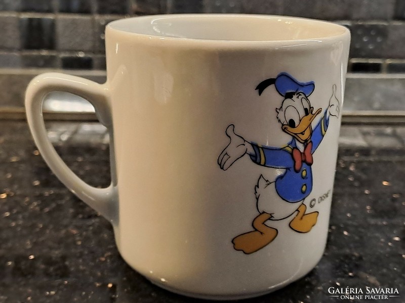 Retro Zajecar Yugoslavian porcelain mug with Donald Duck decor