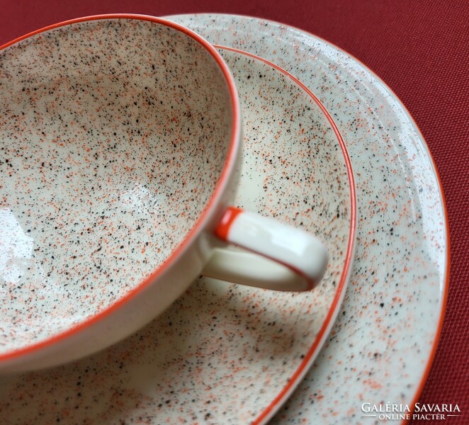Edelstein Bavaria német porcelán reggeliző szett csésze csészealj kistányér tányér kávés teás pöttyö