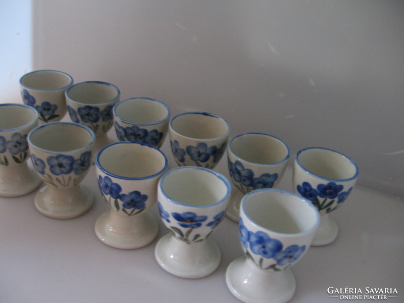 Retro stoneware blue floral egg cup