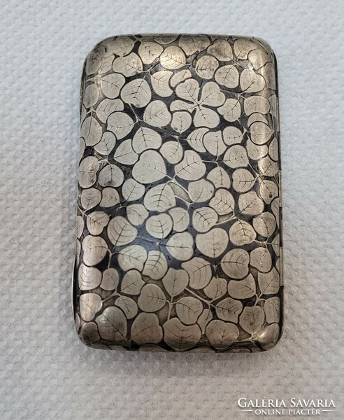 Antique clover fire-enamelled cigarette case. 900-As silver. 77.17G