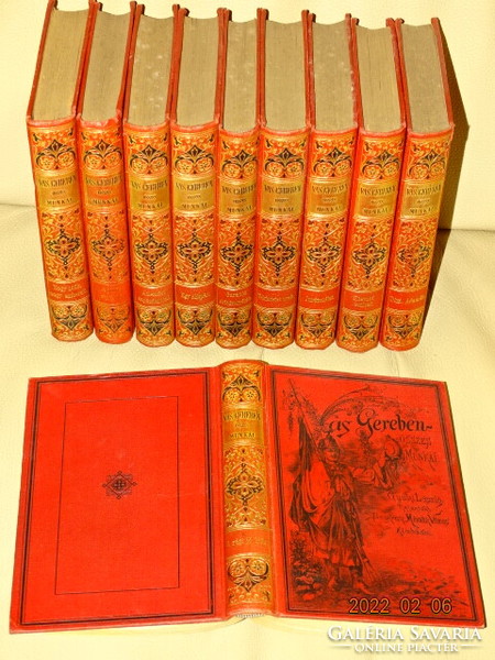 Vas Gereben's works 1-10. 1886-1891 Antique decorative bound book series